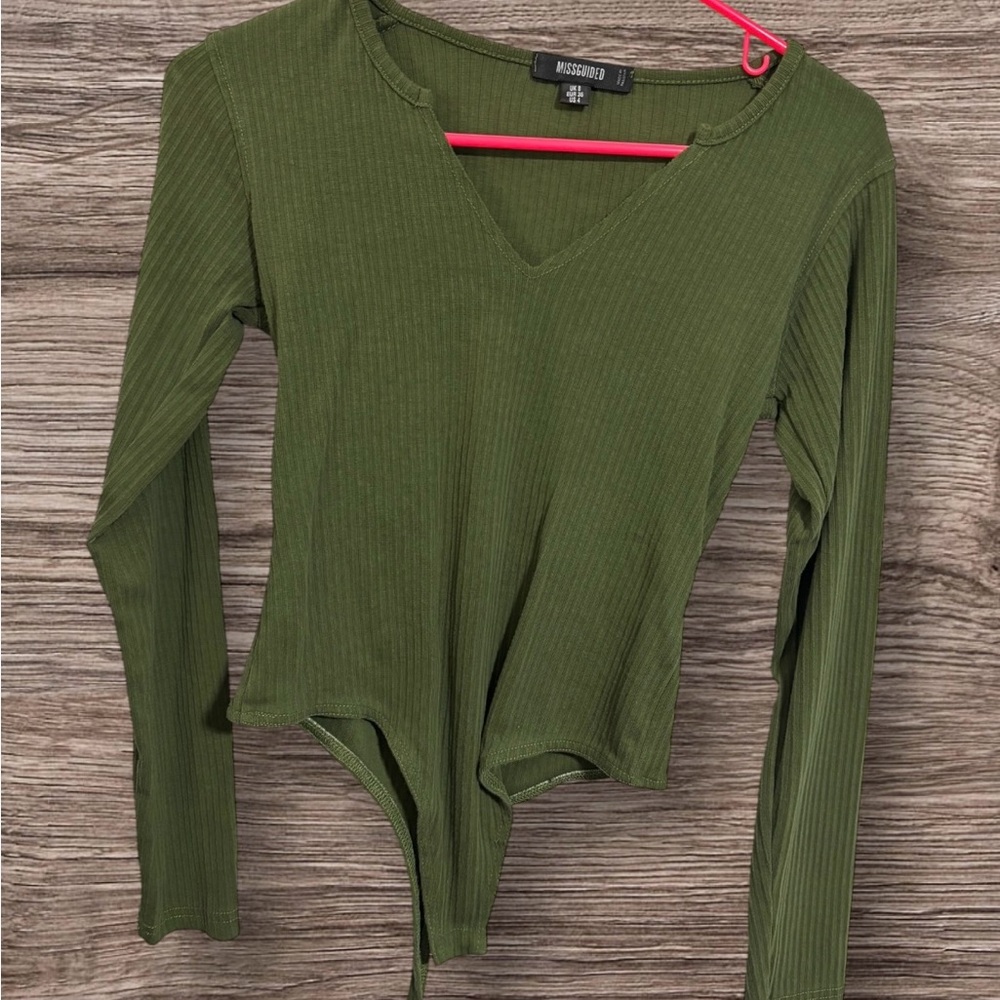 Olive Ribbed Bodysuit